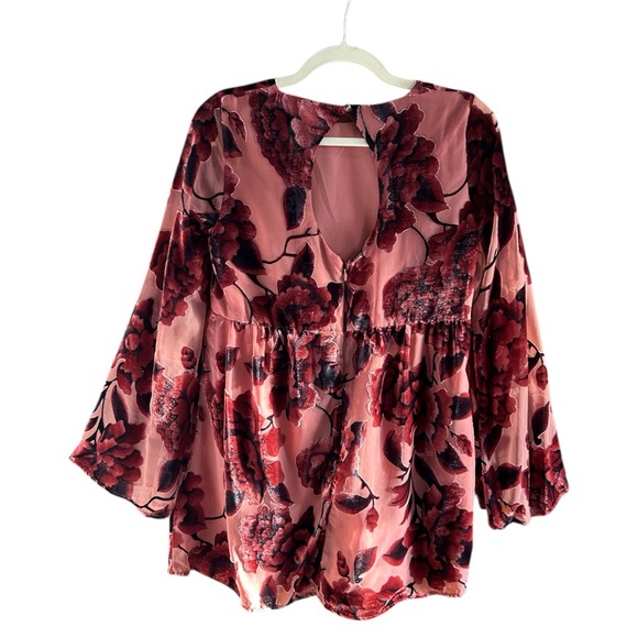 ANTHROPOLOGIE HUTCH Long Sleeve Velvet Mini Dress XS Burnout Floral Pink Pattern - Picture 8 of 16